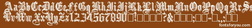 EmbossedBlackNormal-Schriftart – Weiße Schriften auf braunem Hintergrund