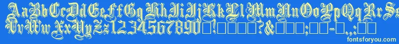 EmbossedBlackNormal Font – Yellow Fonts on Blue Background