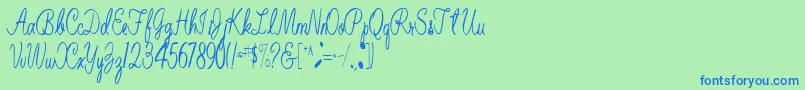 BelindaRegular Font – Blue Fonts on Green Background
