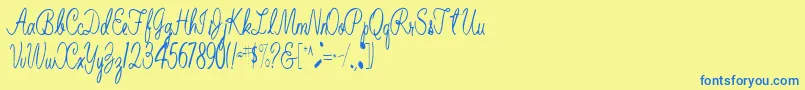 BelindaRegular Font – Blue Fonts on Yellow Background