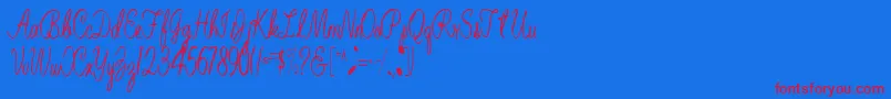 BelindaRegular-Schriftart – Rote Schriften auf blauem Hintergrund