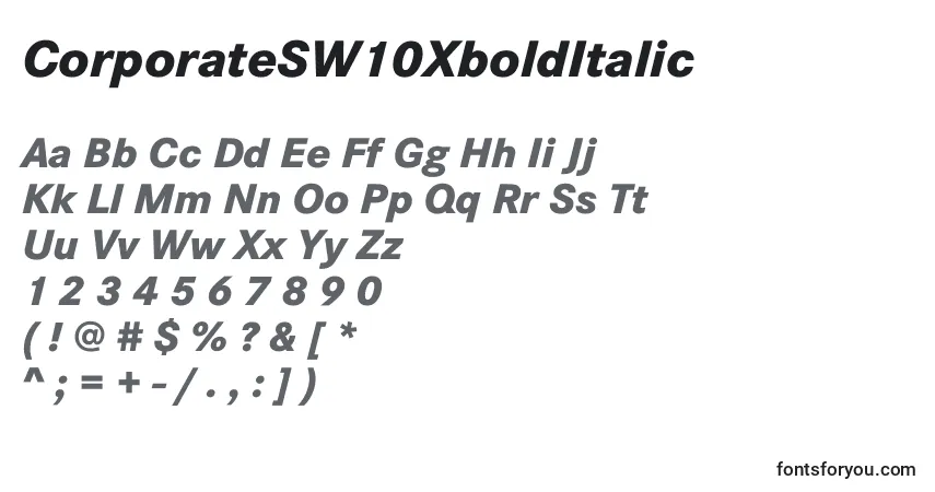 Шрифт CorporateSW10XboldItalic – алфавит, цифры, специальные символы