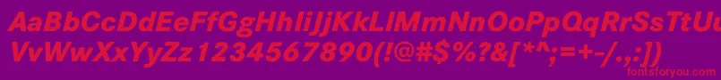 フォントCorporateSW10XboldItalic – 紫の背景に赤い文字