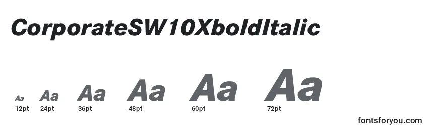 Размеры шрифта CorporateSW10XboldItalic