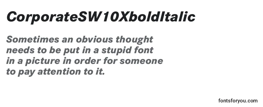 Überblick über die Schriftart CorporateSW10XboldItalic