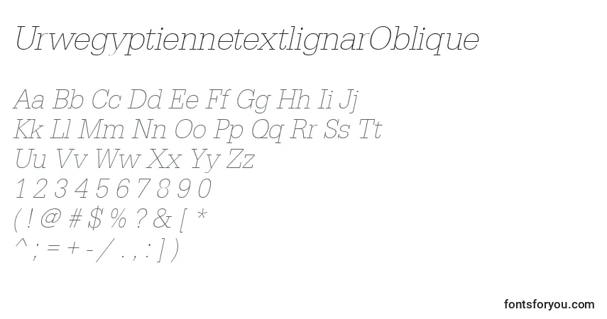 UrwegyptiennetextlignarOblique-fontti – aakkoset, numerot, erikoismerkit
