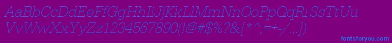 Шрифт UrwegyptiennetextlignarOblique – синие шрифты на фиолетовом фоне