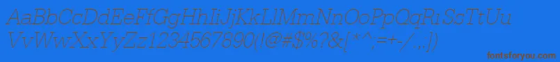 Шрифт UrwegyptiennetextlignarOblique – коричневые шрифты на синем фоне