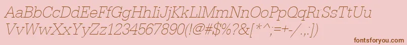 Шрифт UrwegyptiennetextlignarOblique – коричневые шрифты на розовом фоне