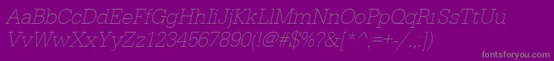 フォントUrwegyptiennetextlignarOblique – 紫の背景に灰色の文字