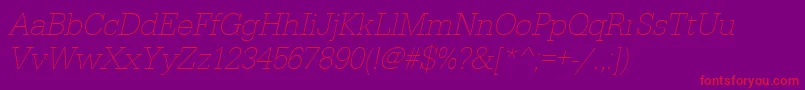 UrwegyptiennetextlignarOblique-Schriftart – Rote Schriften auf violettem Hintergrund