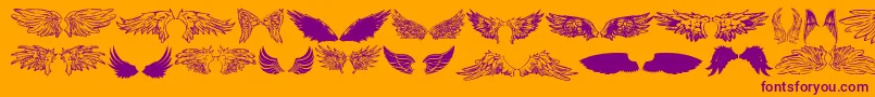 WingsOfWindTfb-Schriftart – Violette Schriften auf orangefarbenem Hintergrund