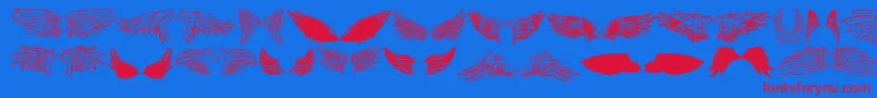 WingsOfWindTfb-Schriftart – Rote Schriften auf blauem Hintergrund