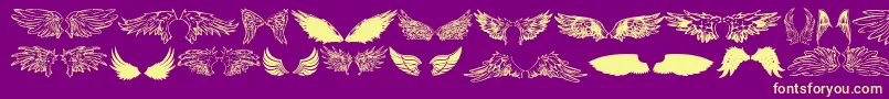 Fonte WingsOfWindTfb – fontes amarelas em um fundo roxo