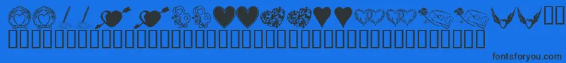 KrHeartily-Schriftart – Schwarze Schriften auf blauem Hintergrund