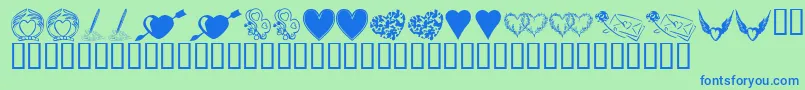 KrHeartily Font – Blue Fonts on Green Background
