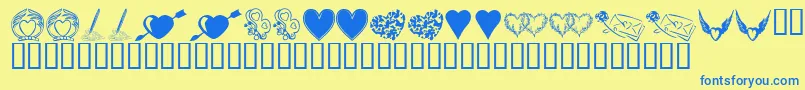 KrHeartily Font – Blue Fonts on Yellow Background
