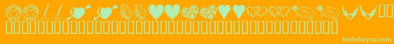 KrHeartily-fontti – vihreät fontit oranssilla taustalla