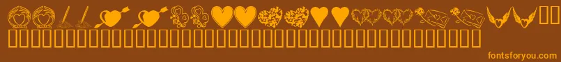 KrHeartily-Schriftart – Orangefarbene Schriften auf braunem Hintergrund