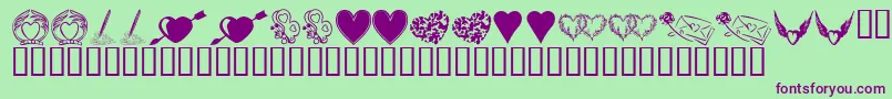 KrHeartily-Schriftart – Violette Schriften auf grünem Hintergrund