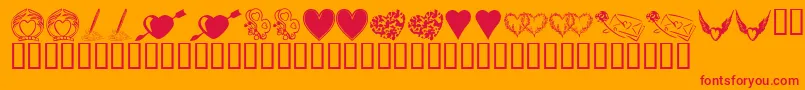 Fonte KrHeartily – fontes vermelhas em um fundo laranja
