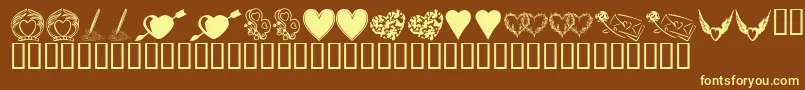 Czcionka KrHeartily – żółte czcionki na brązowym tle