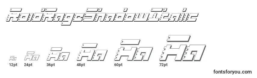 Größen der Schriftart RoidRageShadowItalic