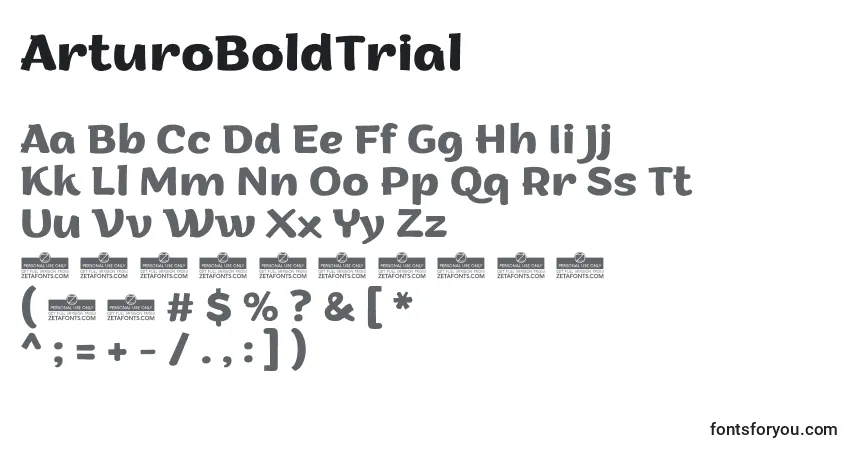 Шрифт ArturoBoldTrial – алфавит, цифры, специальные символы
