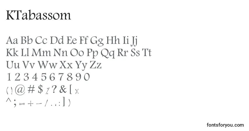 KTabassomフォント–アルファベット、数字、特殊文字