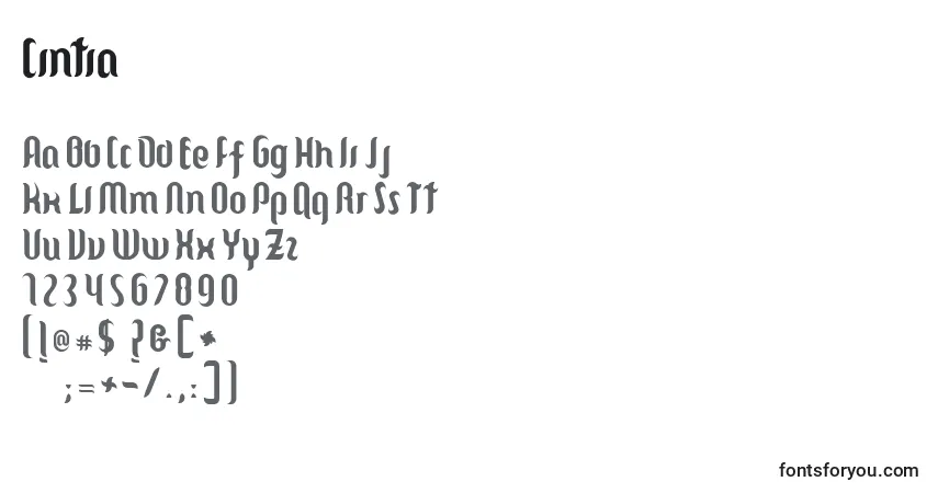 Шрифт Cintia – алфавит, цифры, специальные символы