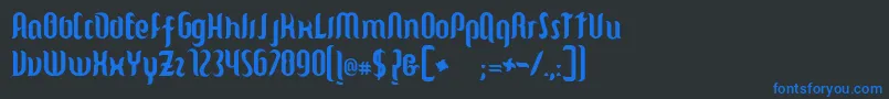 フォントCintia – 黒い背景に青い文字