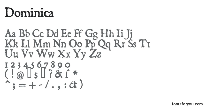 Dominicaフォント–アルファベット、数字、特殊文字