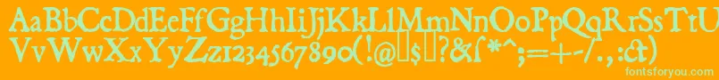 Weitere Informationen zur Dominica-Schriftart Dominica-Schriftart – Grüne Schriften auf orangefarbenem Hintergrund