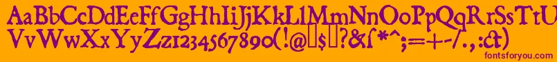 Weitere Informationen zur Dominica-Schriftart Dominica-Schriftart – Violette Schriften auf orangefarbenem Hintergrund
