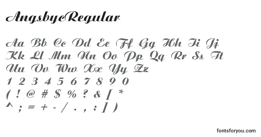 Schriftart AngsbycRegular – Alphabet, Zahlen, spezielle Symbole