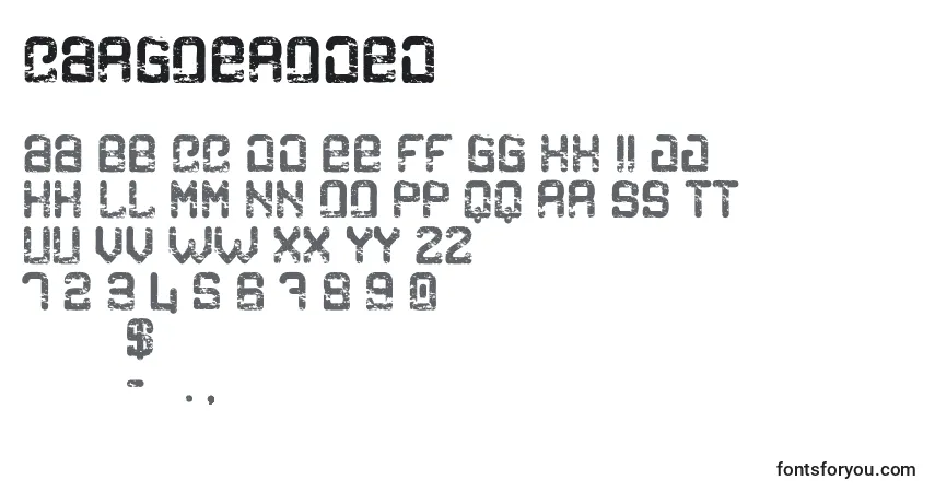 Czcionka CargoEroded – alfabet, cyfry, specjalne znaki
