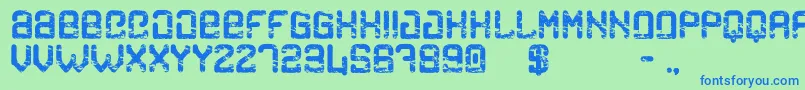 フォントCargoEroded – 青い文字は緑の背景です。