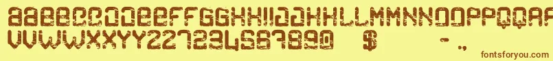 CargoEroded Font – Brown Fonts on Yellow Background