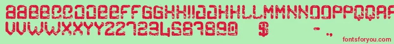 CargoEroded Font – Red Fonts on Green Background