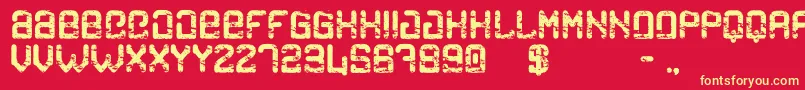 CargoEroded Font – Yellow Fonts on Red Background