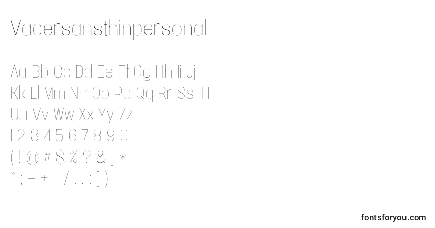 Fuente Vacersansthinpersonal - alfabeto, números, caracteres especiales