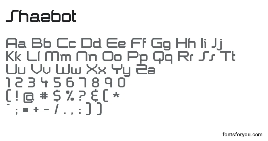 A fonte Shazbot – alfabeto, números, caracteres especiais