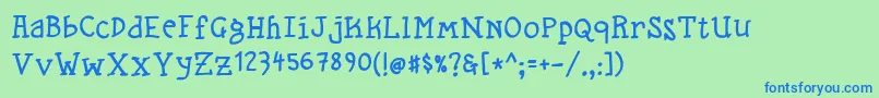 Więcej informacji o czcionce Straygosling Czcionka Straygosling – niebieskie czcionki na zielonym tle