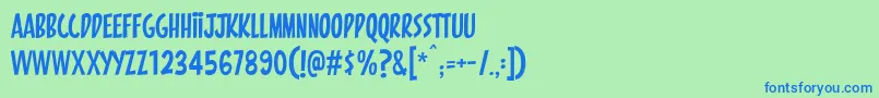 フォントPintanina – 青い文字は緑の背景です。