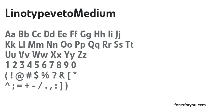 Czcionka LinotypevetoMedium – alfabet, cyfry, specjalne znaki