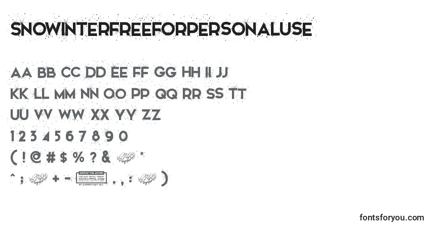A fonte SnowinterFreeForPersonalUse – alfabeto, números, caracteres especiais