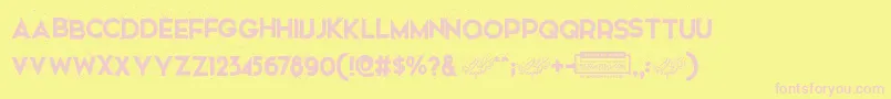 SnowinterFreeForPersonalUse-fontti – vaaleanpunaiset fontit keltaisella taustalla