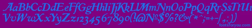 IslaRegular-Schriftart – Blaue Schriften auf violettem Hintergrund