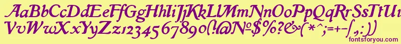 IslaRegular-Schriftart – Violette Schriften auf gelbem Hintergrund