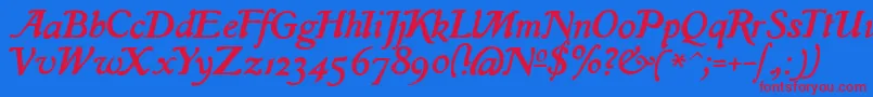 IslaRegular Font – Red Fonts on Blue Background